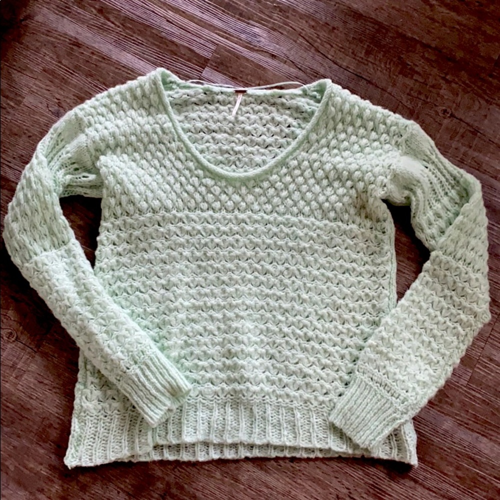 Free People Light Green Knit Sweater